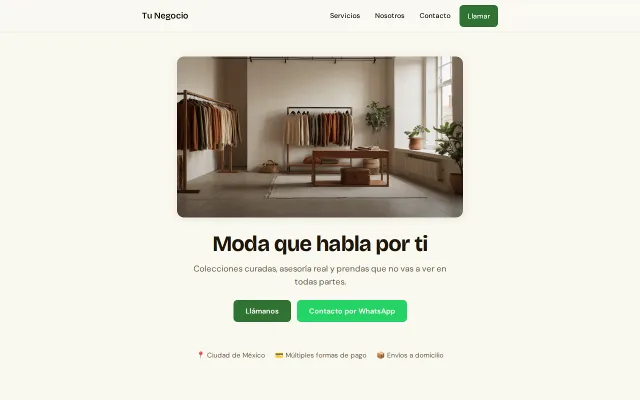Vista previa de Opción A para Tu Negocio