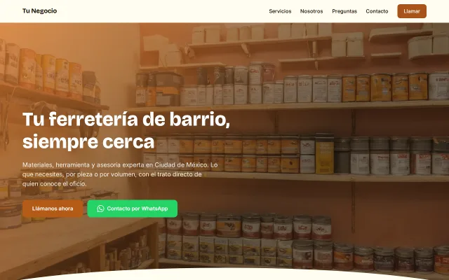 Vista previa de Opción A para Tu Negocio