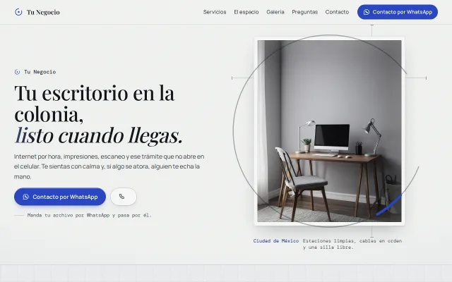 Vista previa de Opción B para Tu Negocio