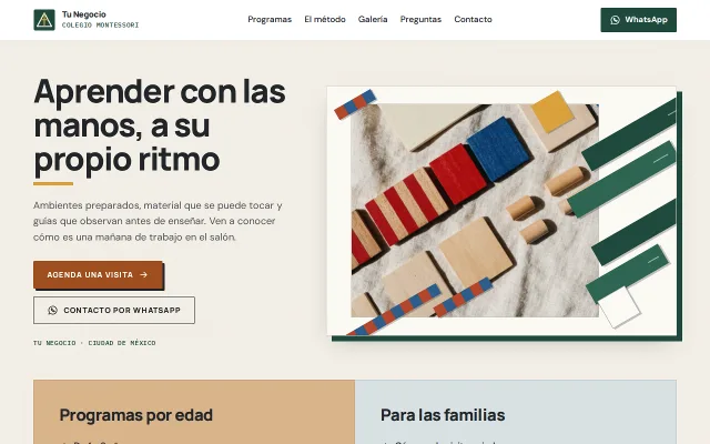 Vista previa de Opción A para Tu Negocio