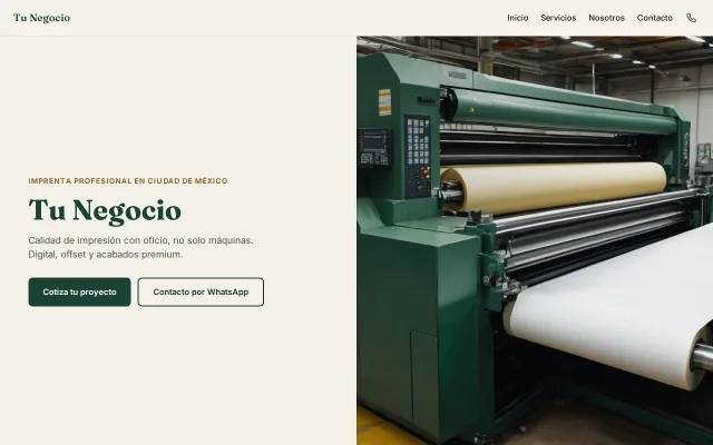 Vista previa de Opción B para Tu Negocio