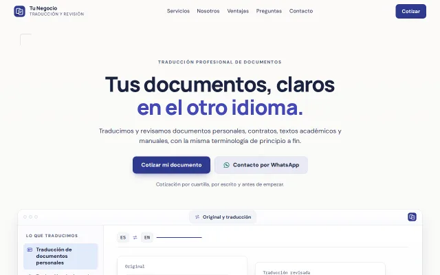 Vista previa de Opción A para Tu Negocio