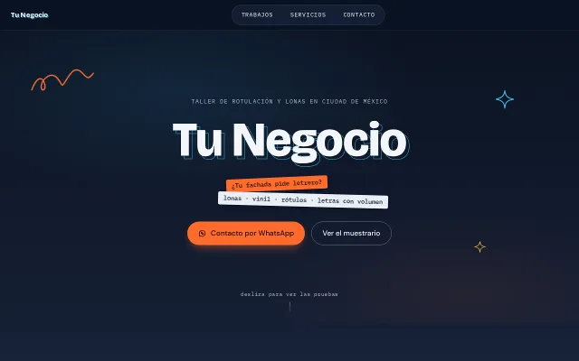 Vista previa de Opción A para Tu Negocio