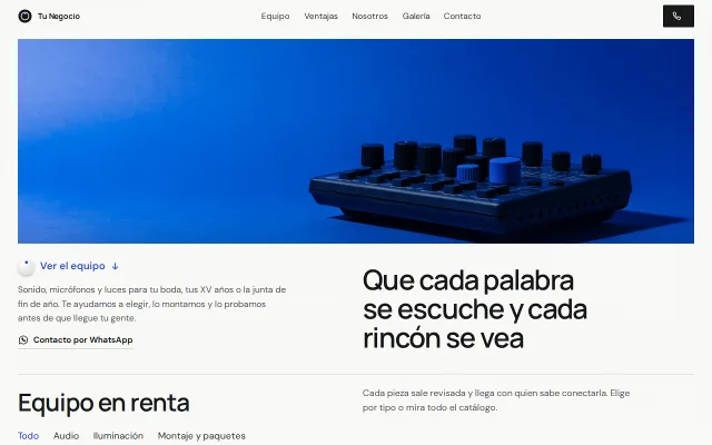 Vista previa de Opción A para Tu Negocio