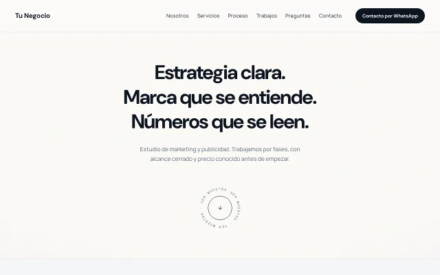 Vista previa de Opción A para Tu Negocio