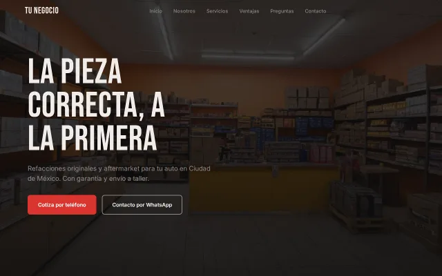 Vista previa de Opción A para Tu Negocio
