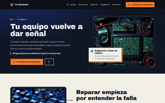 Vista previa de Opción A para Tu Negocio