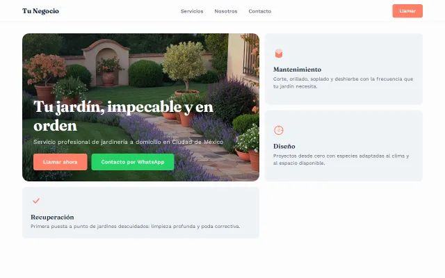 Vista previa de Opción A para Tu Negocio