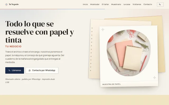 Vista previa de Opción A para Tu Negocio