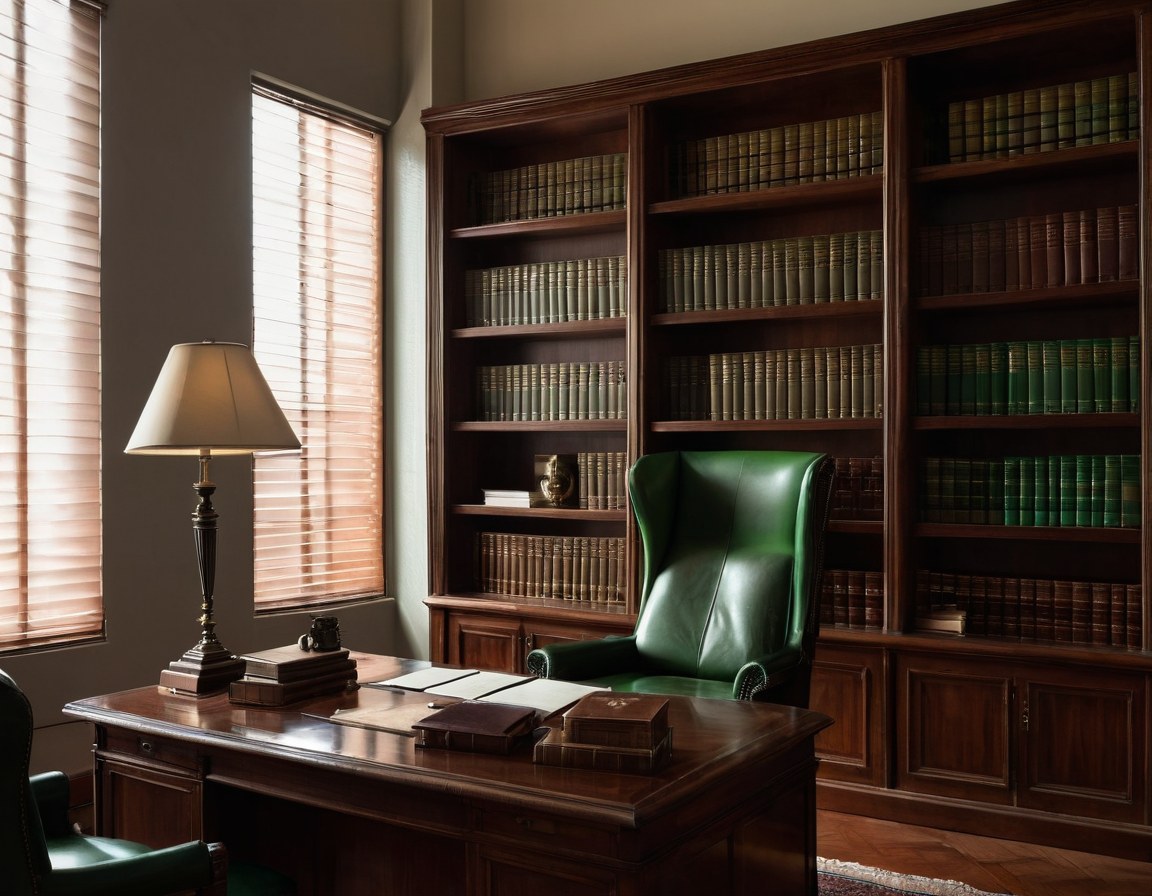 Despacho jurídico en Ciudad de México: escritorio y biblioteca legal