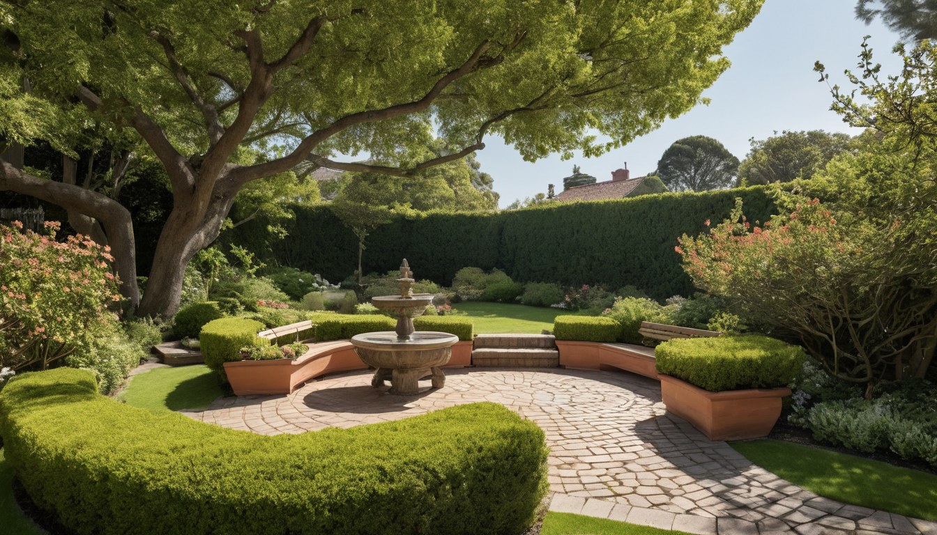 Jardín tranquilo de residencia para adultos mayores en Ciudad de México