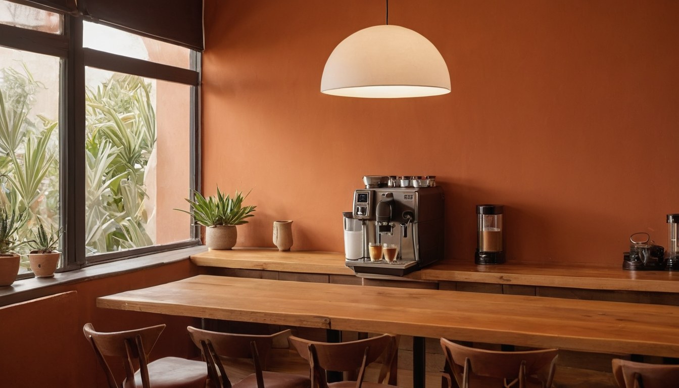 Interior cálido de cafetería de especialidad en Ciudad de México