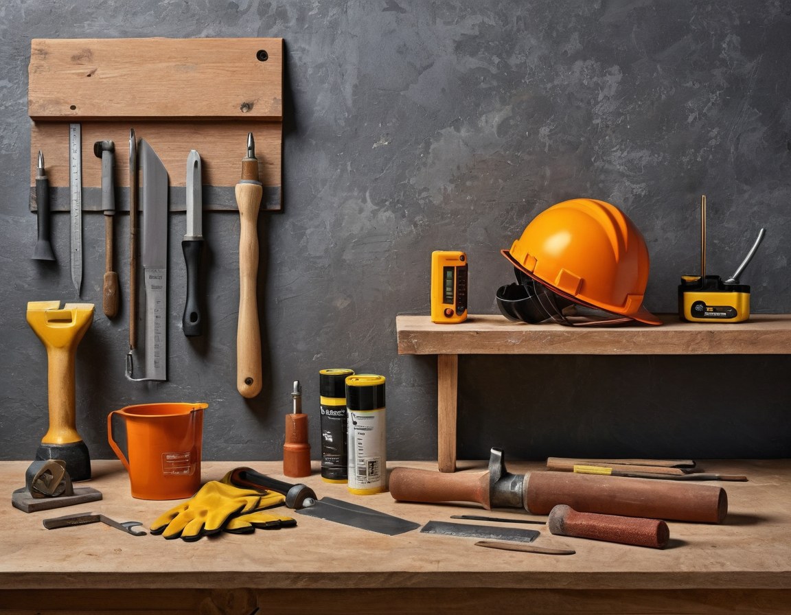 Herramientas y materiales de albañilería profesional
