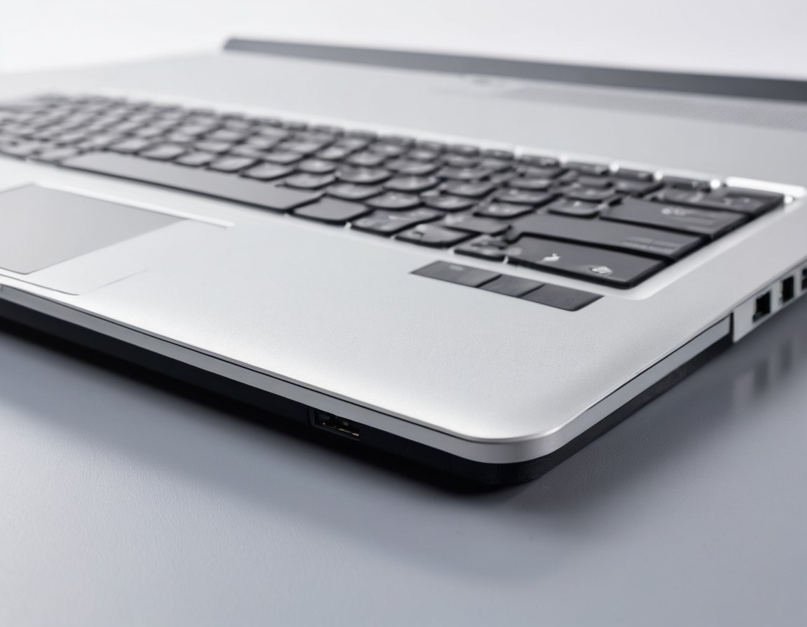 Costado de una laptop con sus puertos sobre el tapete de reparación