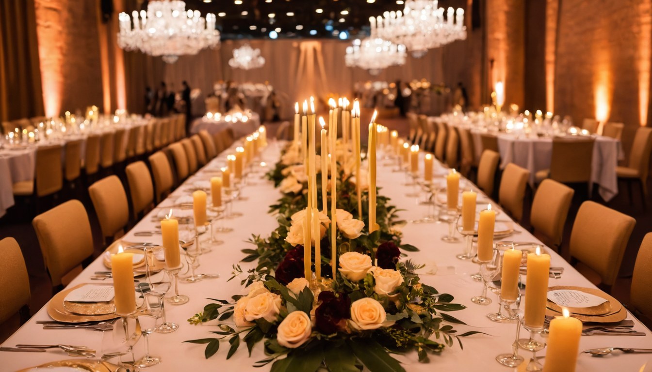 Recepción de evento preparada para recibir invitados