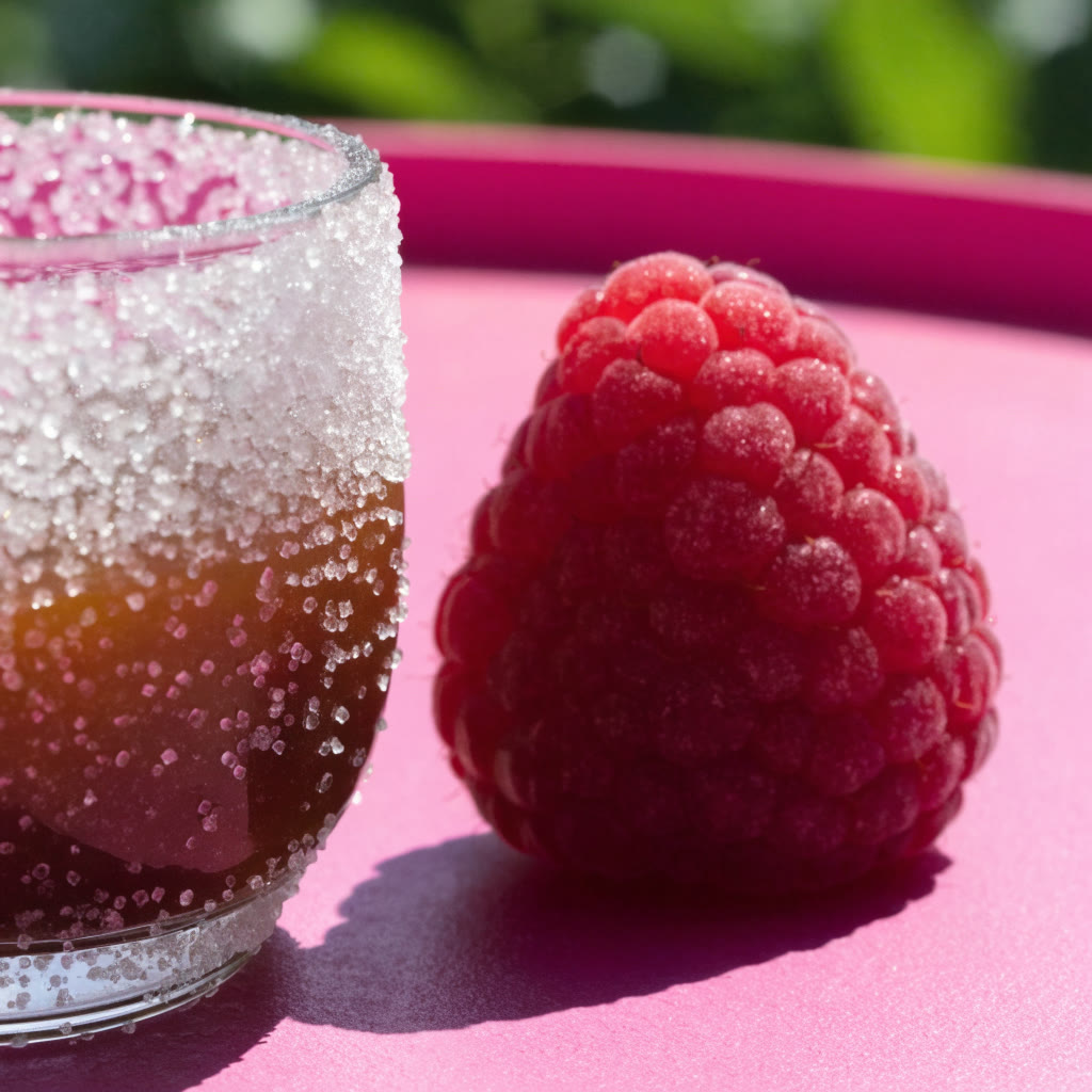 Vaso escarchado con dulce de frambuesa y chamoy