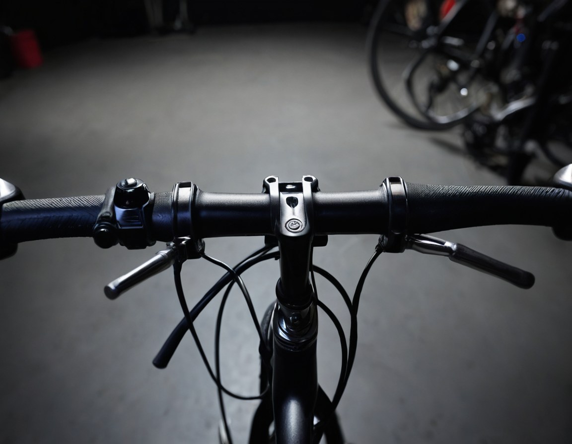 Manubrio, llanta y maza pulida de una bicicleta en el taller