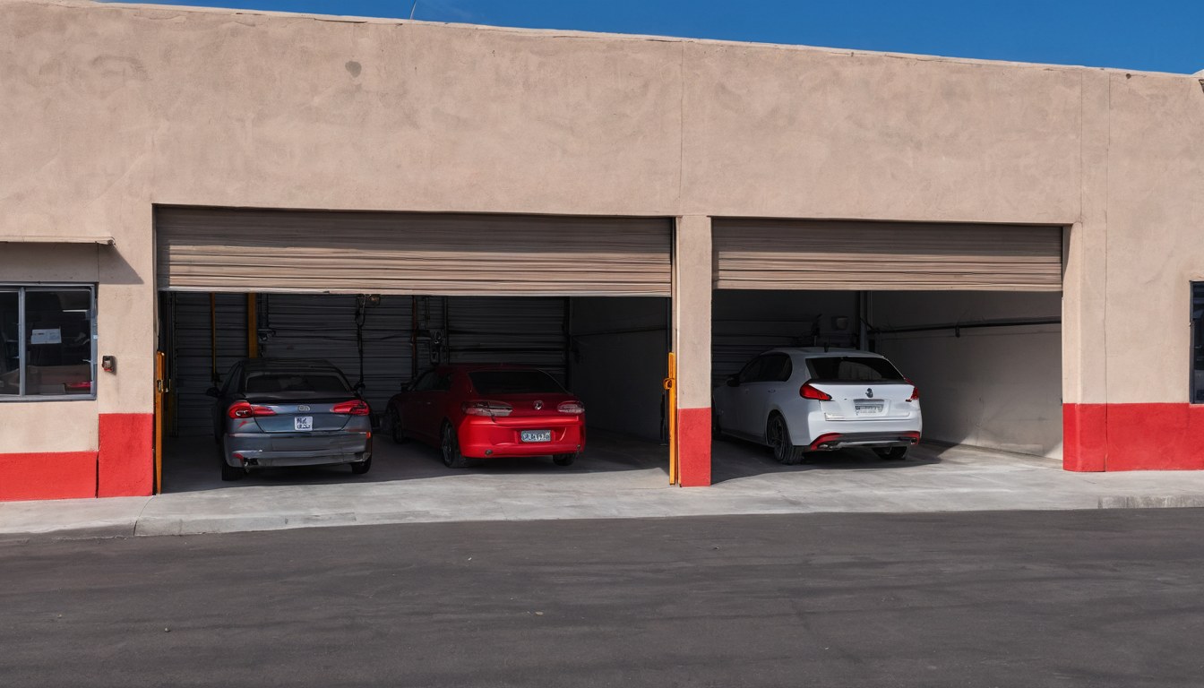Fachada de un taller eléctrico automotriz de escala local