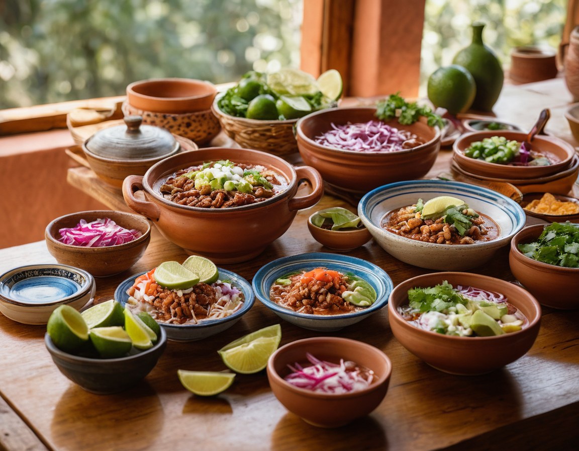 Mesa familiar lista para compartir pozole