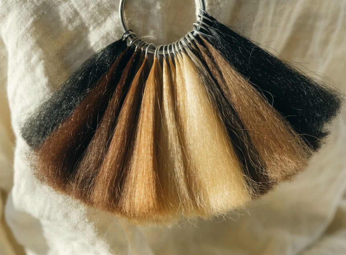 Muestrario de tonos de cabello del negro al miel