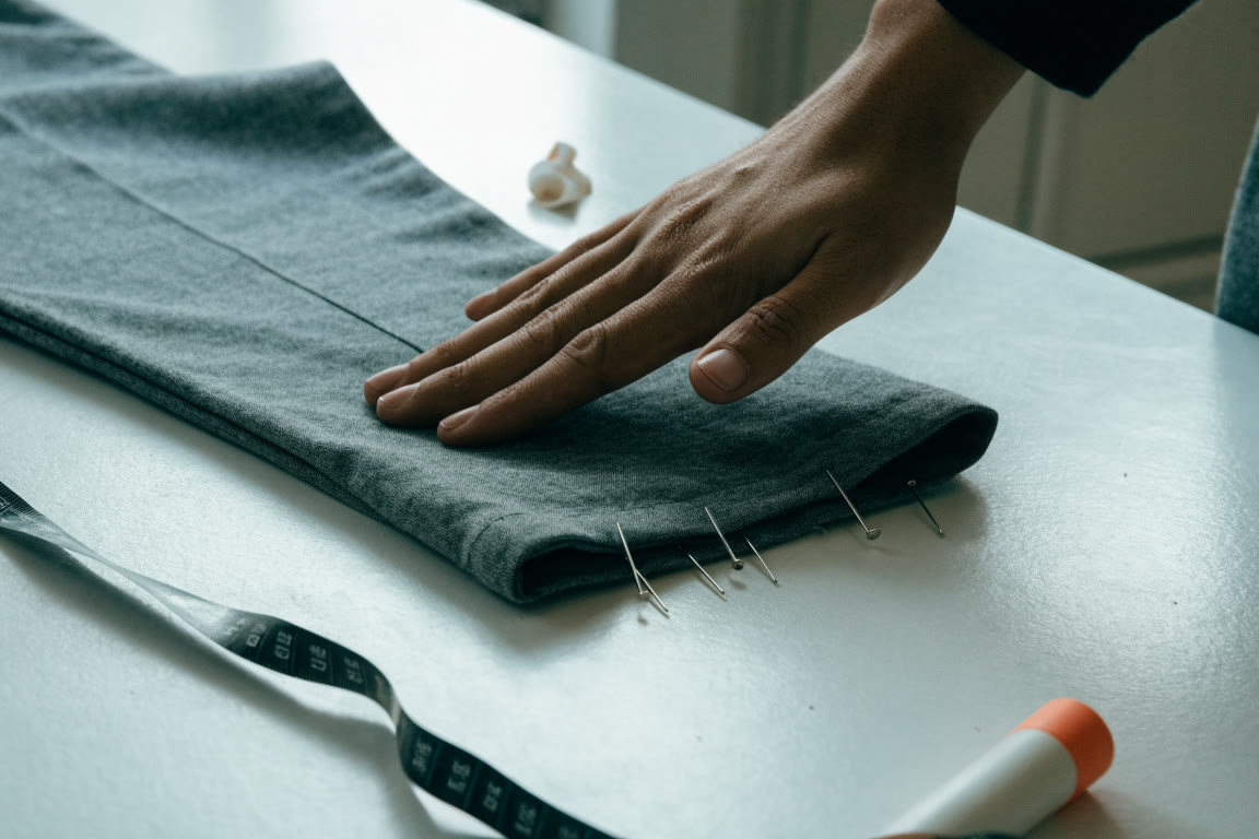 Prenda colocada para revisar su largo y ajuste antes de coser