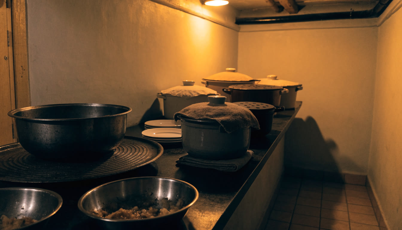 Rincón de cocina con comal y cazuelas