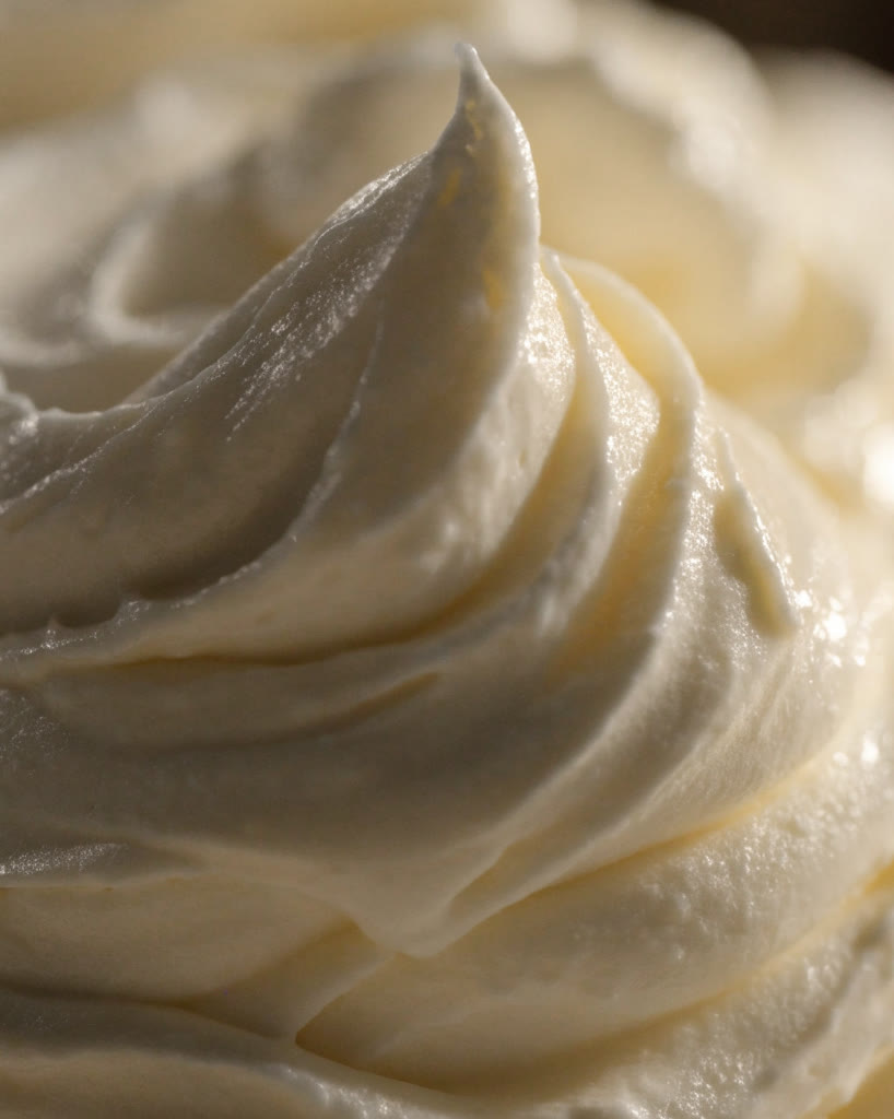 Crema blanca espesa con picos suaves