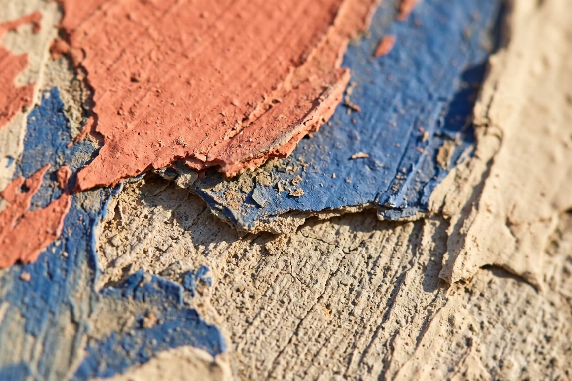 Detalle de capas de pintura mate sobre concreto