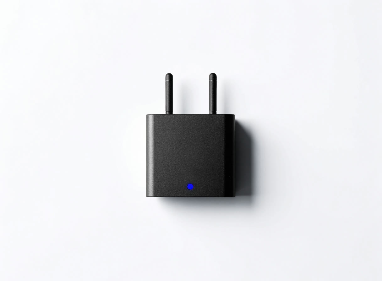 Receptor negro de micrófono inalámbrico con dos antenas