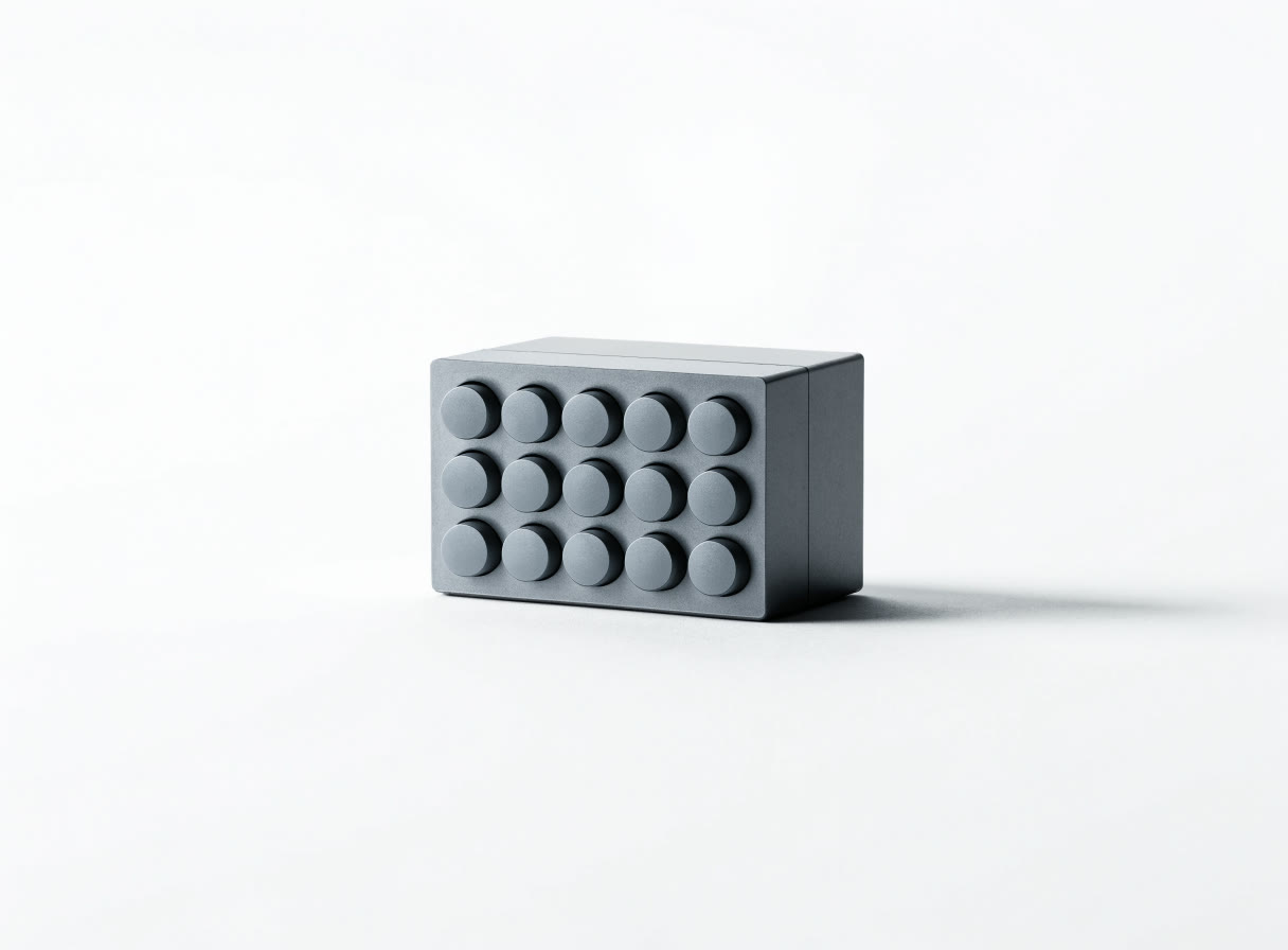 Controlador de iluminación gris con botones redondos