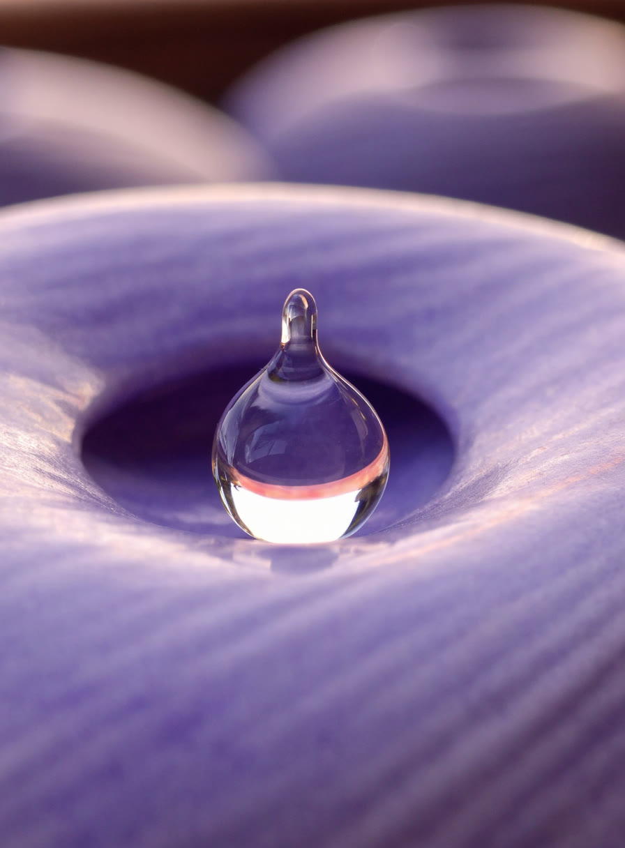 Gota de sérum sobre cerámica violeta