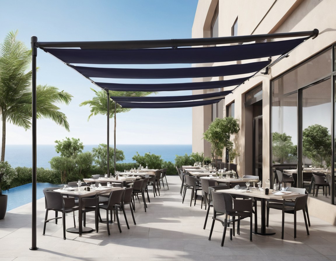 Patio comercial con lona impermeable