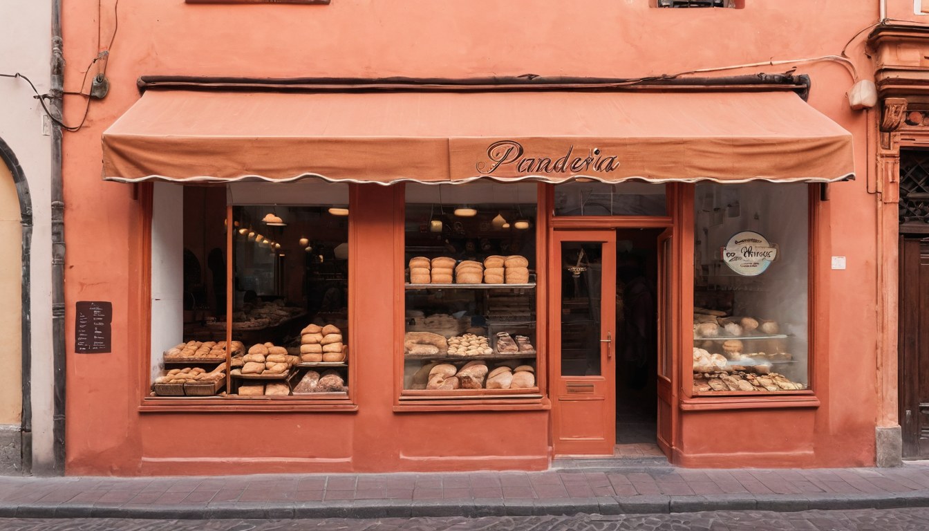 Fachada de panadería tradicional mexicana en Ciudad de México