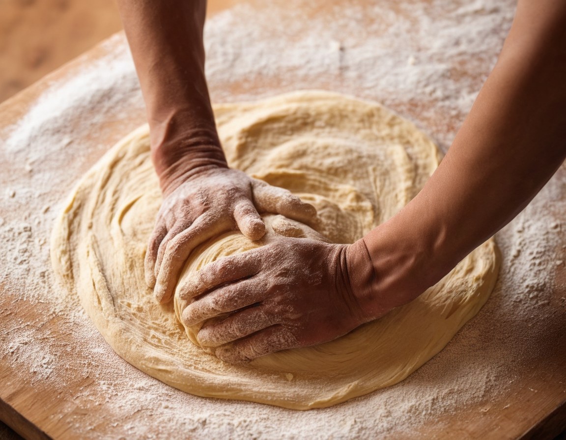 Manos artesanas trabajando masa fresca en panadería mexicana