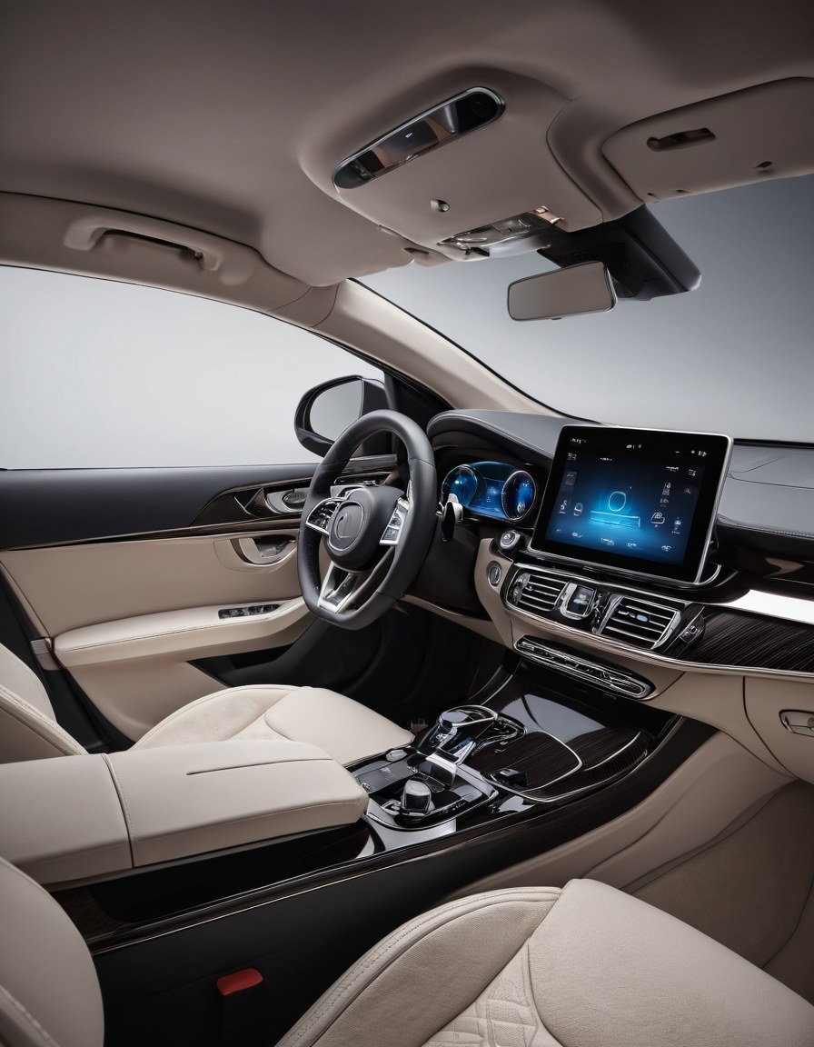 Cabina de auto elegante con sistema de audio integrado