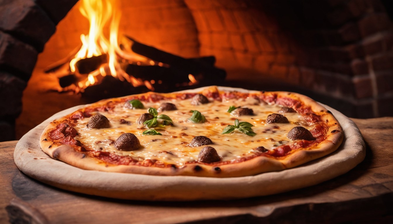 Pizza artesanal recién salida del horno de leña en Ciudad de México