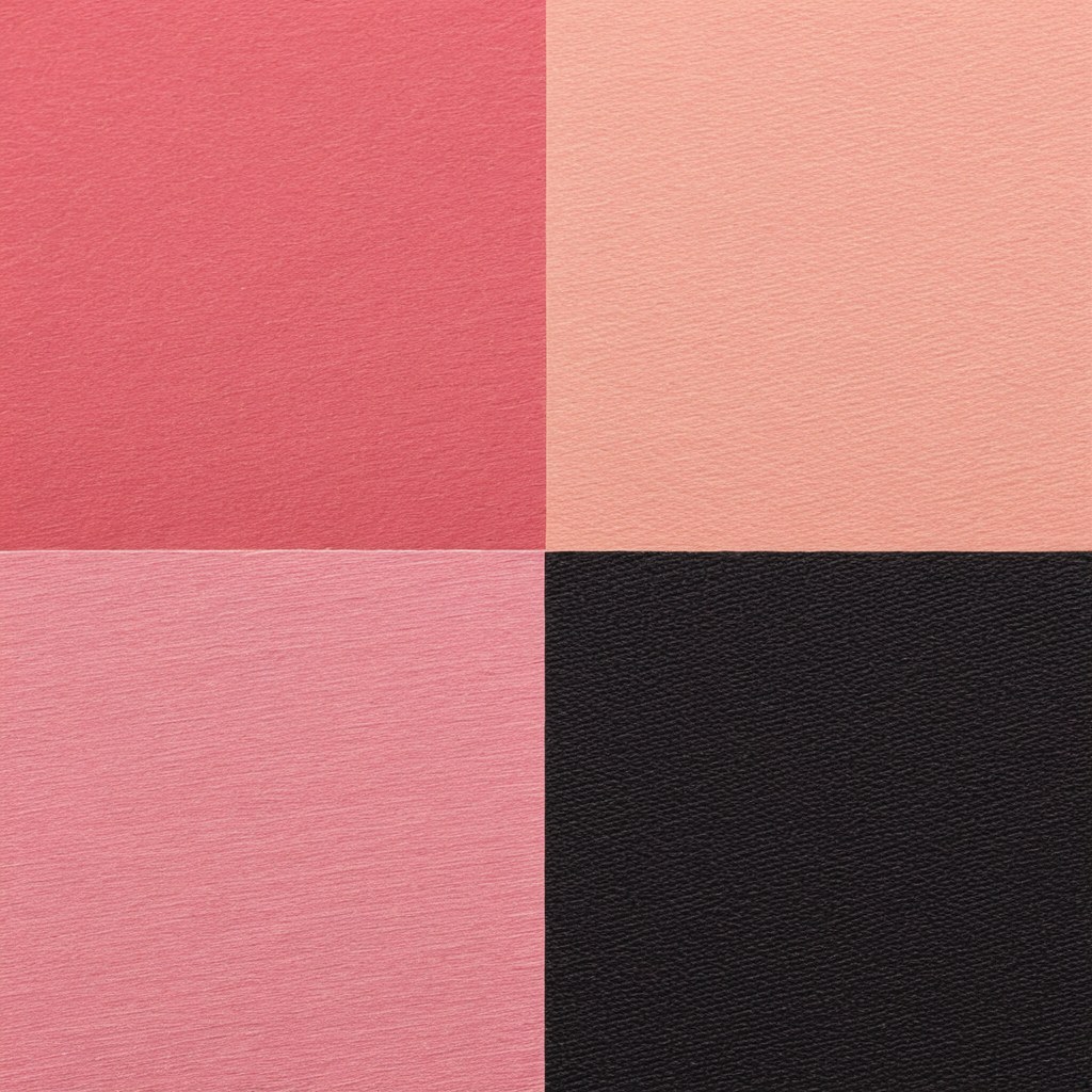 Dos trazos de pigmento cruzados, negro mate y rosa suave, sobre papel cálido