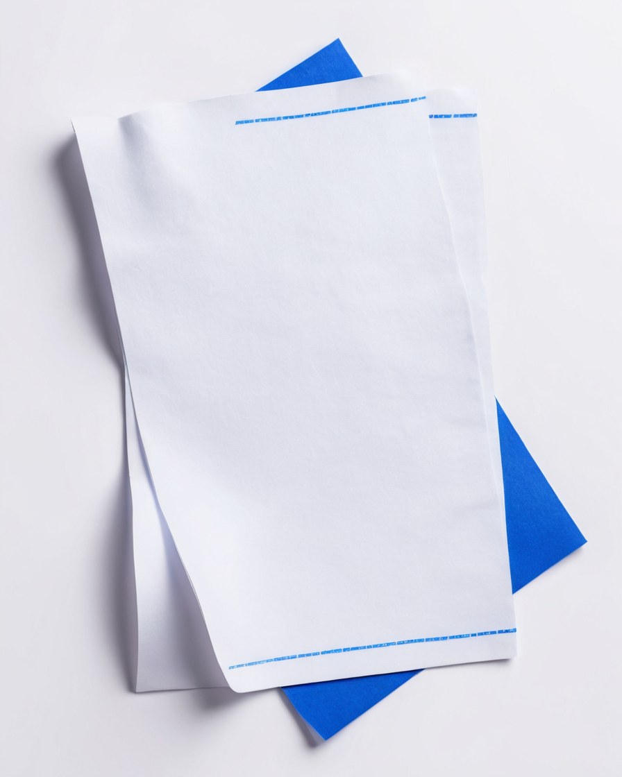 Hojas de papel de recibo en blanco sobre una mesa clara