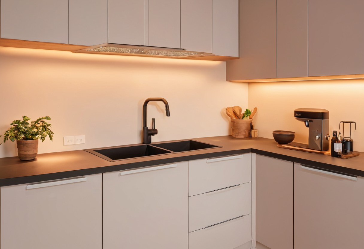 Cocina integral terminada e instalada en un departamento