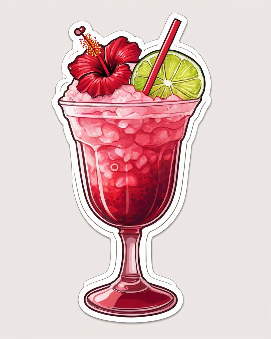 Vaso de raspado de jamaica con gajos de cítrico y jarabe