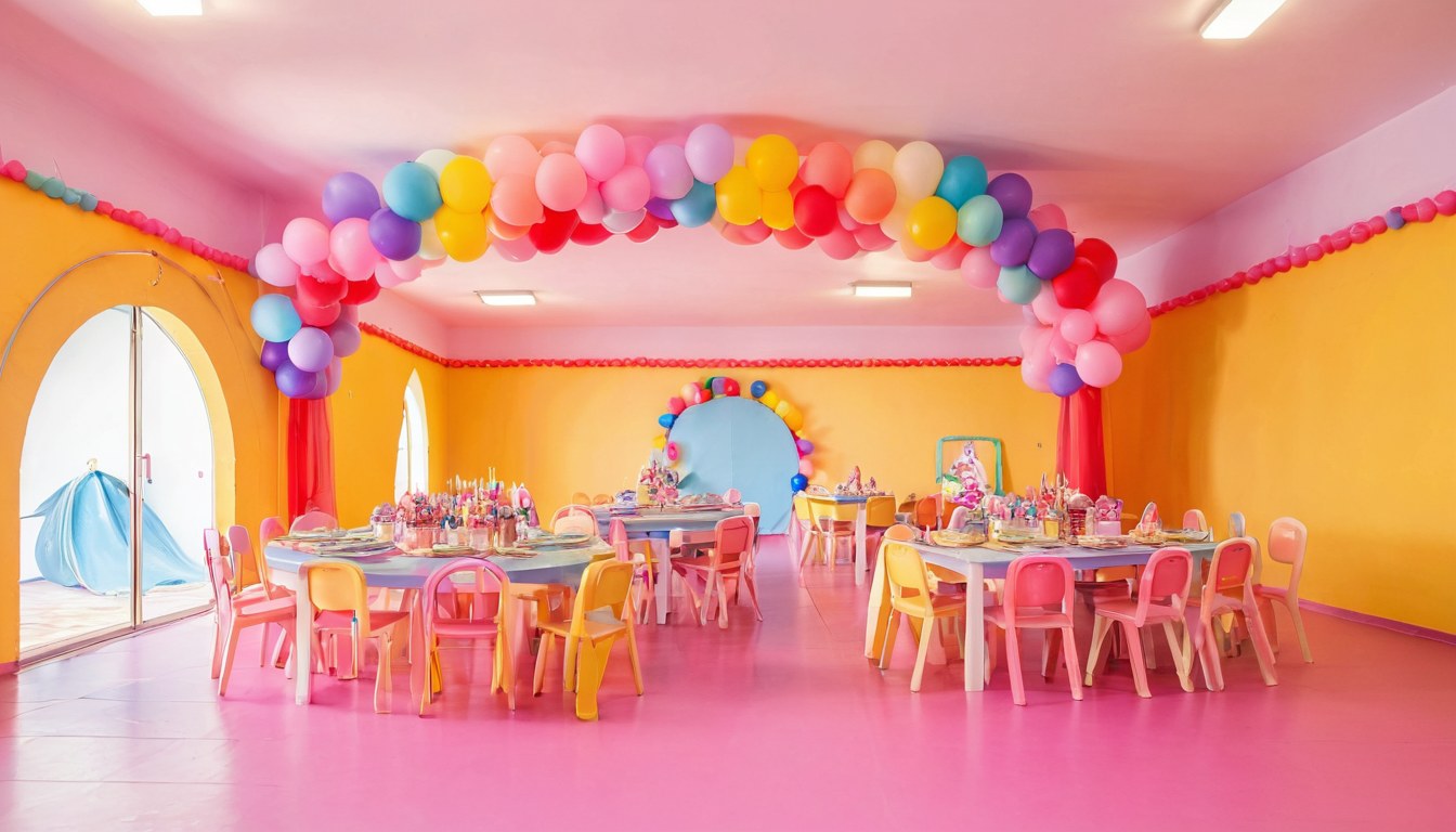 Salón de fiestas infantiles decorado y listo para celebrar en Ciudad de México