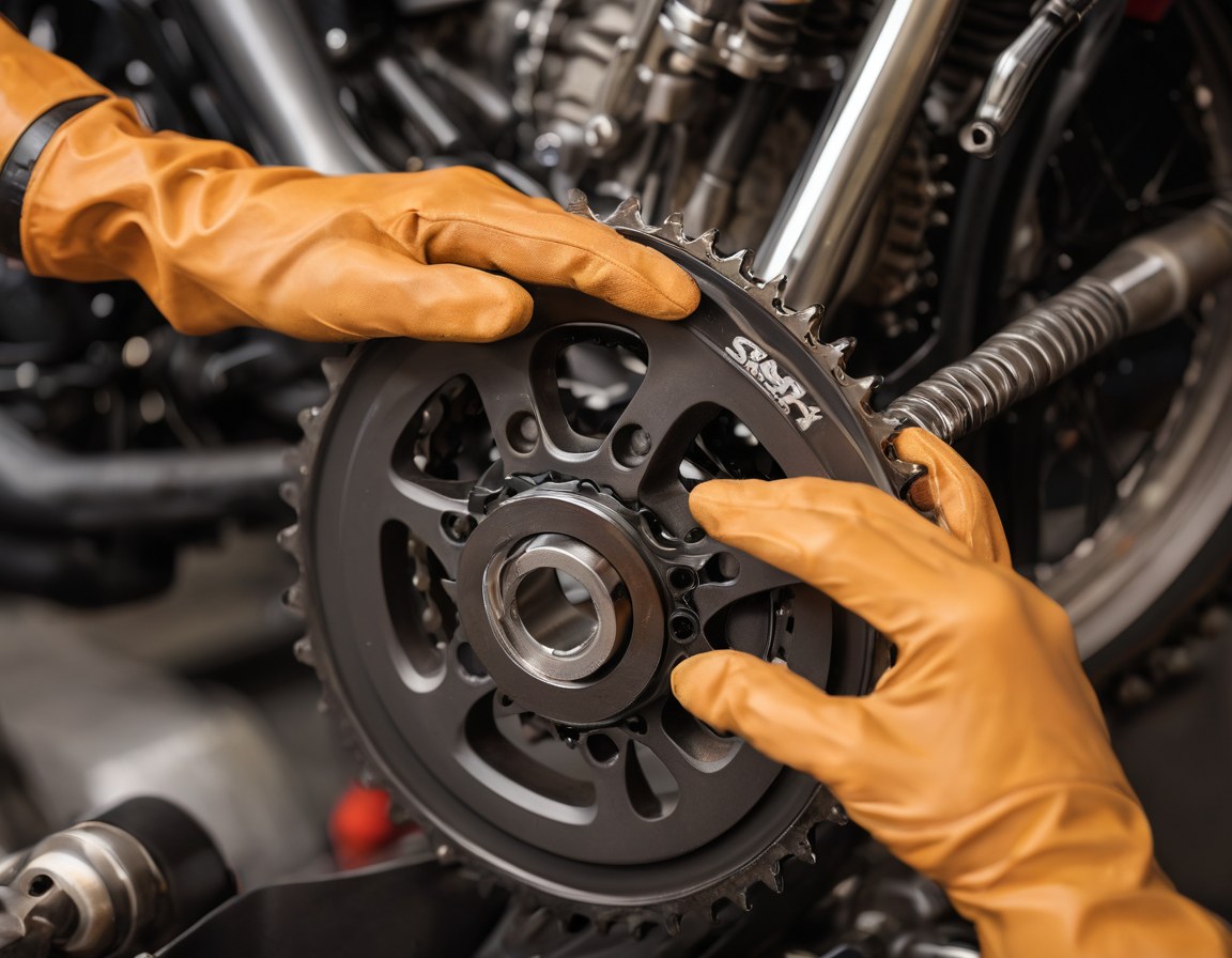 Proceso de trabajo en taller de motos — lubricación de cadena de transmisión