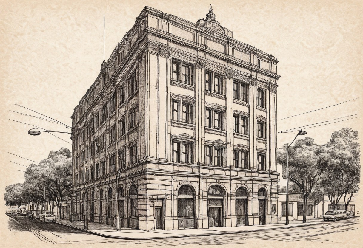 Fachada del edificio de oficinas desde la calle