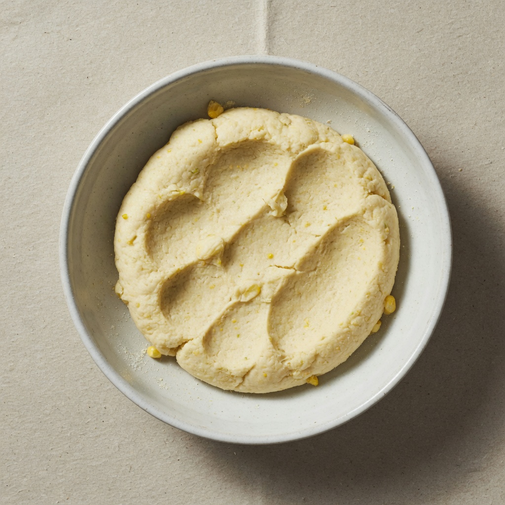 Cubeta con masa de maíz fresca lista para tortear