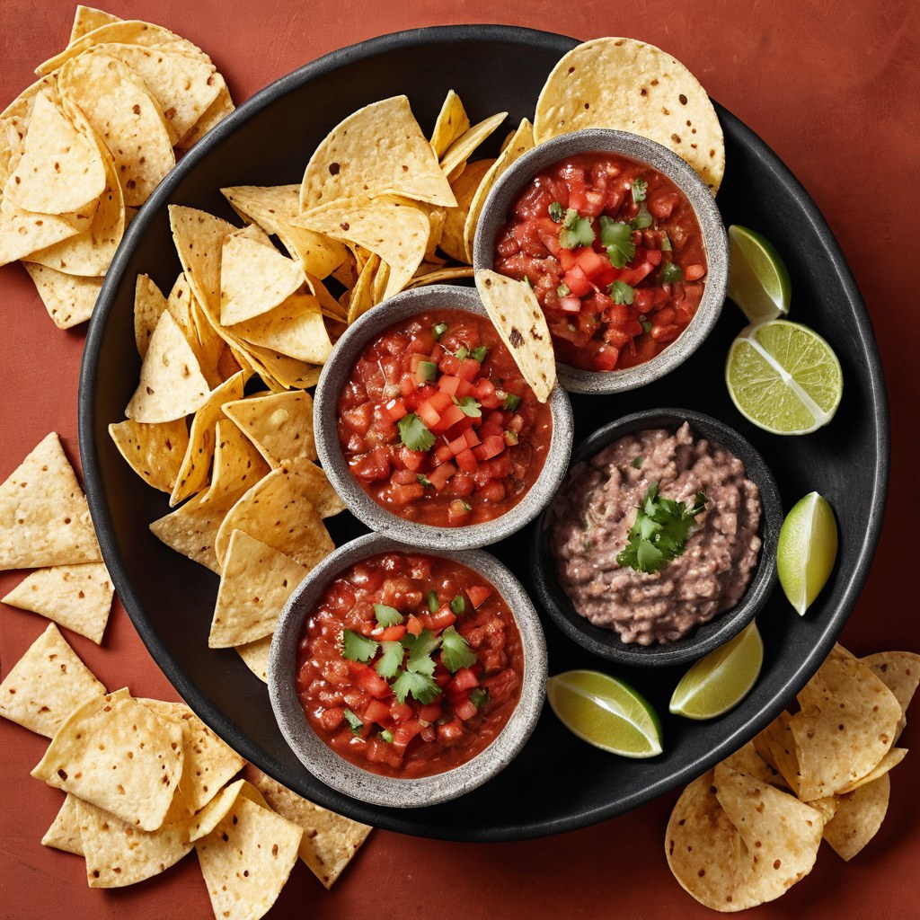 Cazuelitas de barro con salsa y totopos de la casa