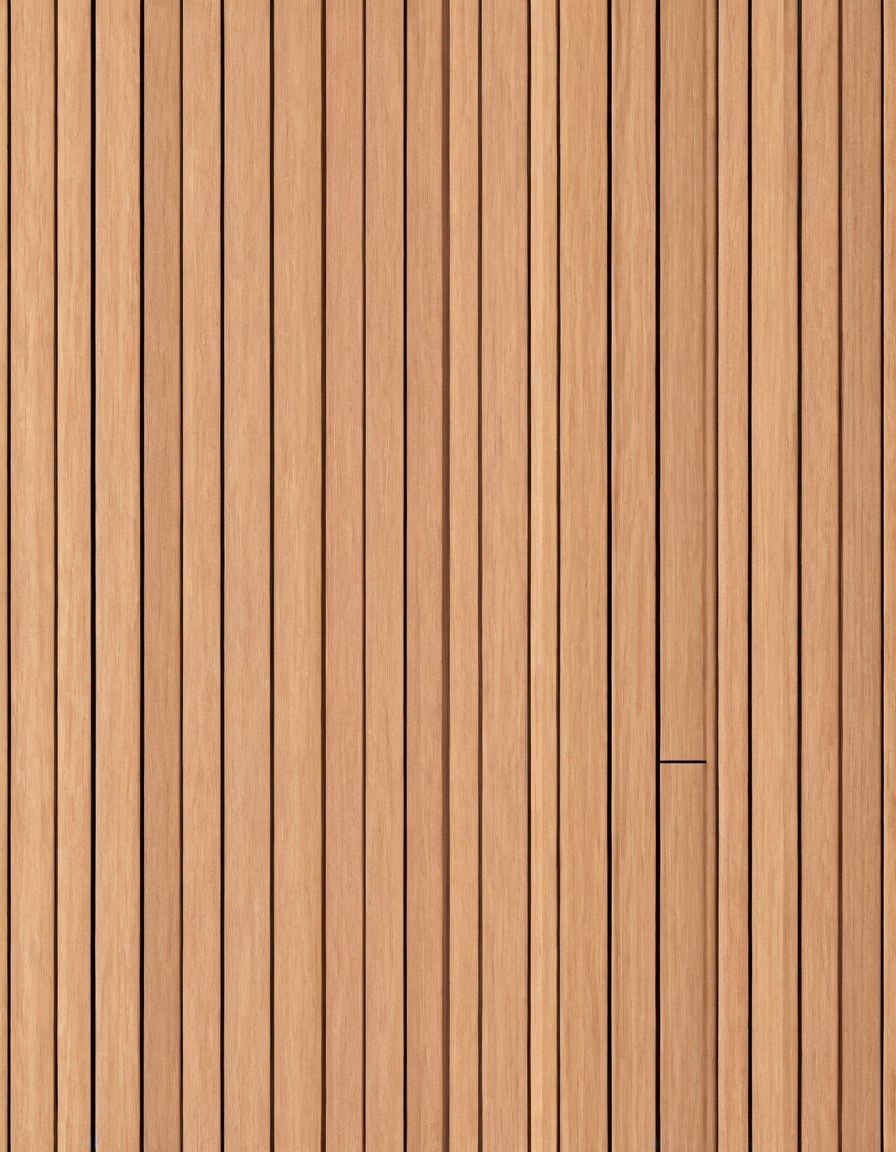 Muro con acabado acústico de listones de madera y panel mineral