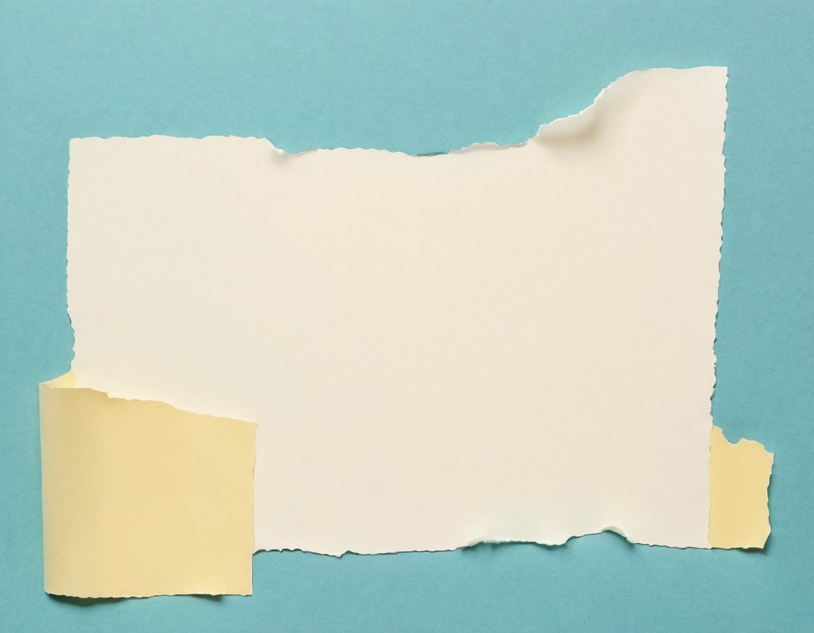 Collage pintado en verde azulado y amarillo pálido con bordes de papel rasgado