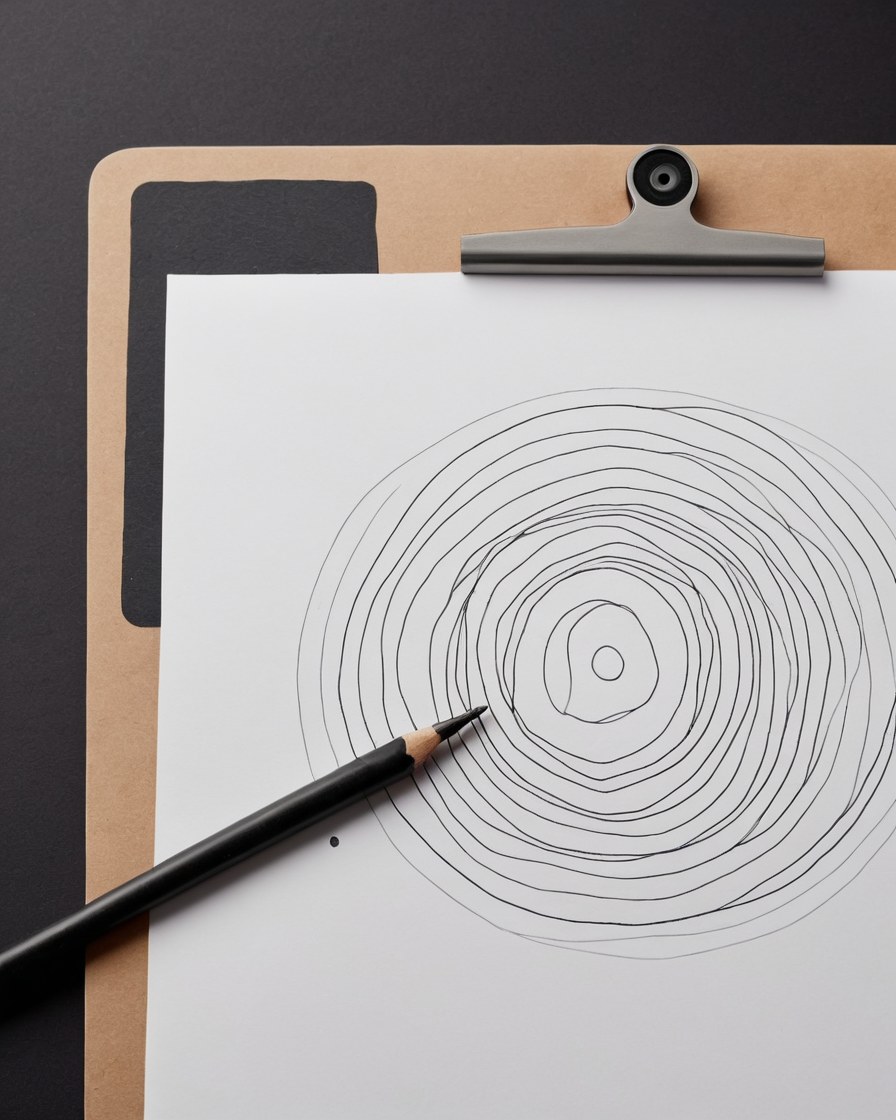 Tablero de dibujo de grafito con estudios de papel prendidos