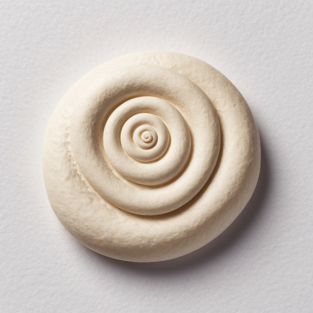 Piedra de río con un relieve en espiral sobre papel de marfil hecho a mano