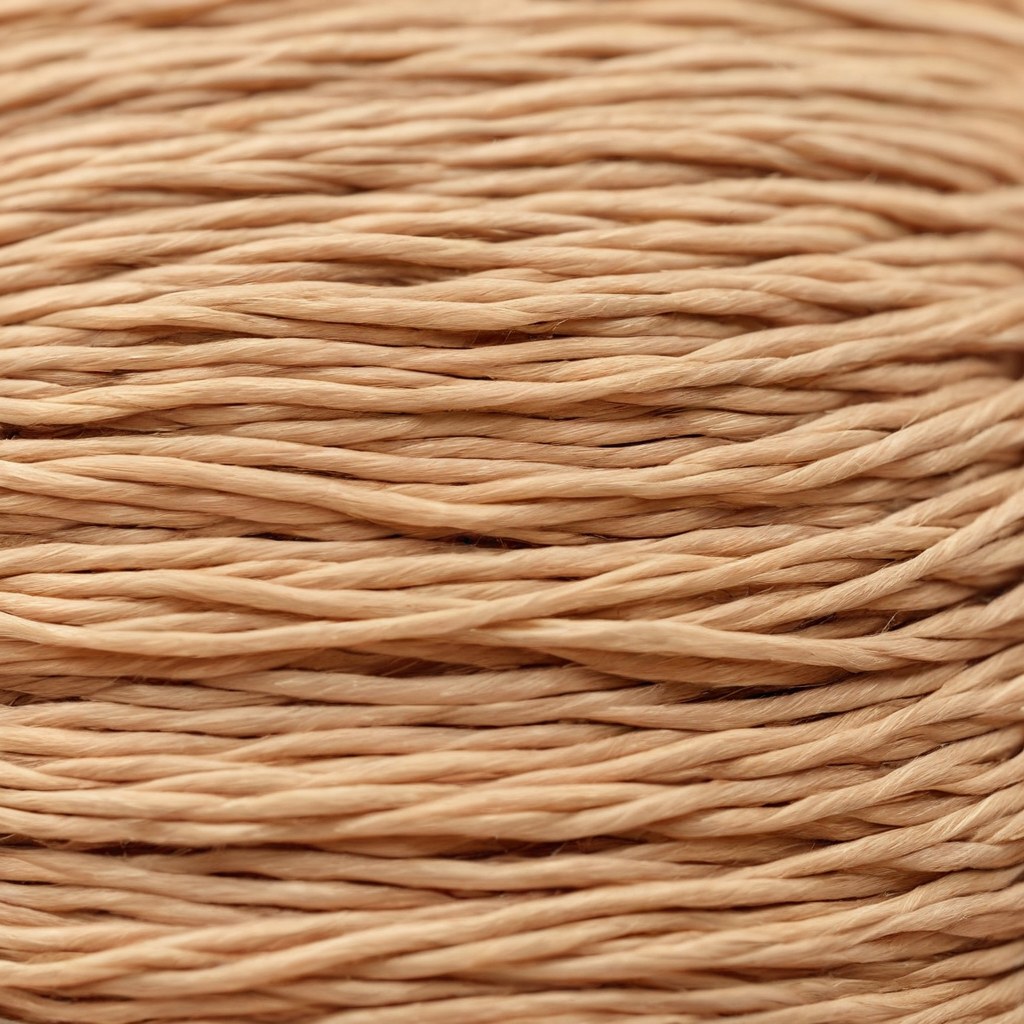 Aro de madera cálida con una atadura de fibra natural tejida